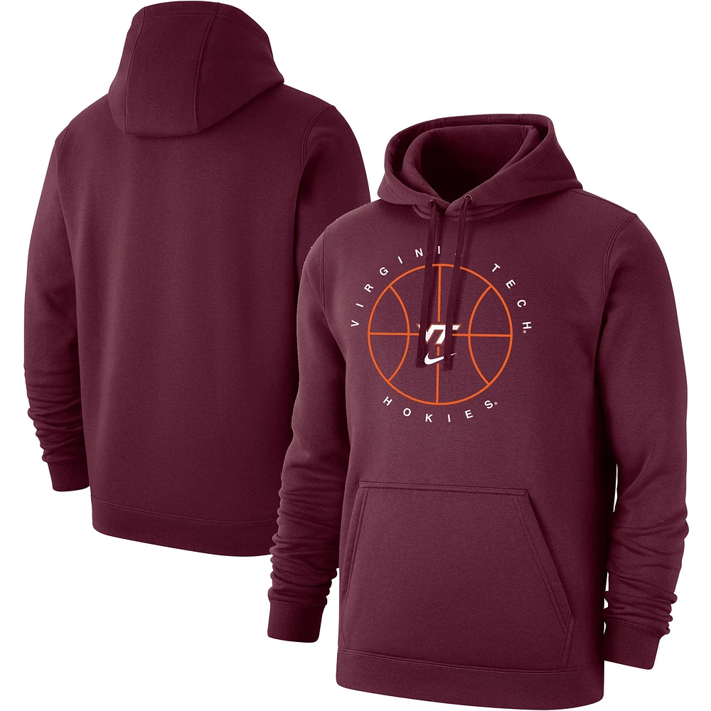 Sweat à capuche en polaire Nike Maroon Virginia Tech Hokies Basketball Icon Club pour homme