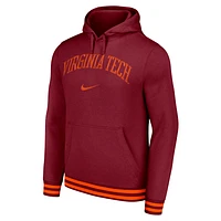 Men's Nike Maroon Virginia Tech Hokies Distressed Sketch Retro Fitted Pullover Hoodie