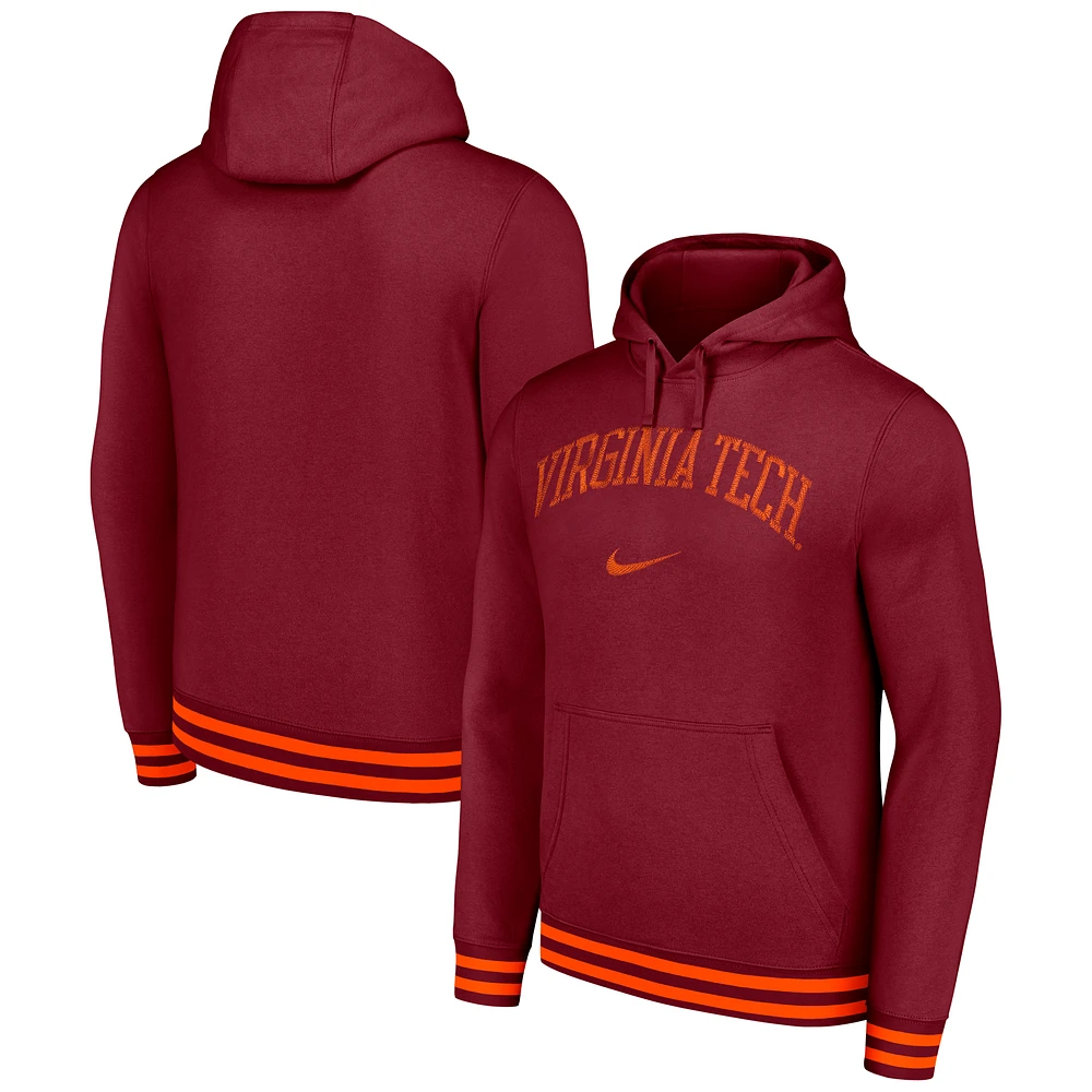 Sweat à capuche ajusté rétro Nike Virginia Tech Hokies en détresse pour homme