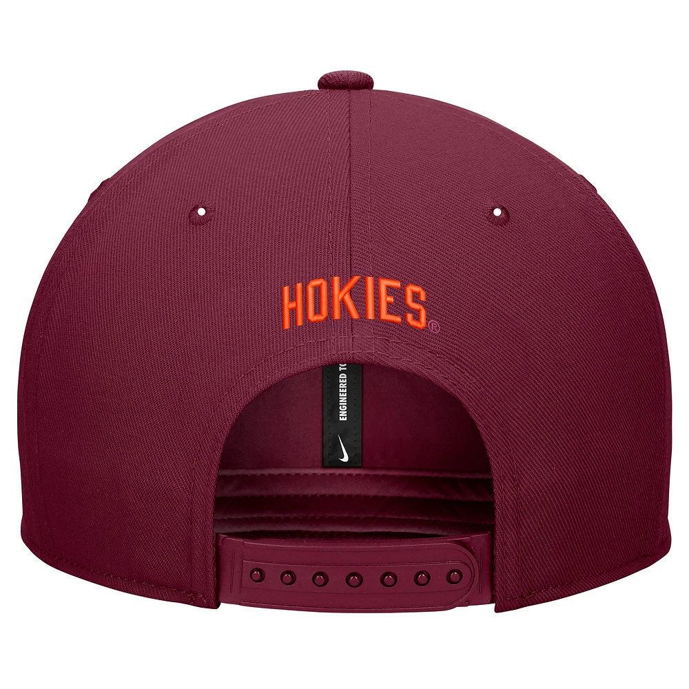 Casquette Nike Virginia Tech Hokies Pro Snapback Bordeaux pour homme