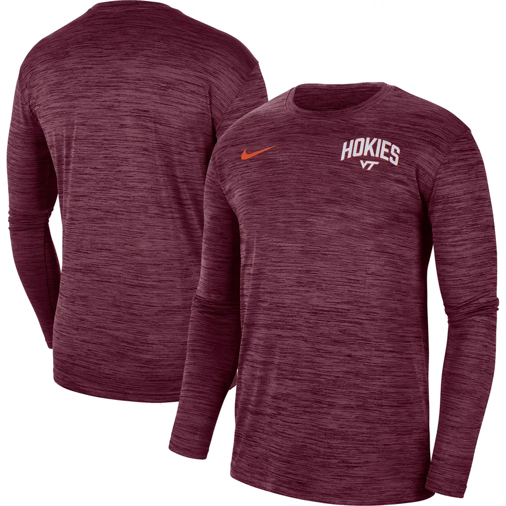 T-shirt à manches longues Nike Virginia Tech Hokies Sideline Game Day Velocity Performance pour homme, bordeaux