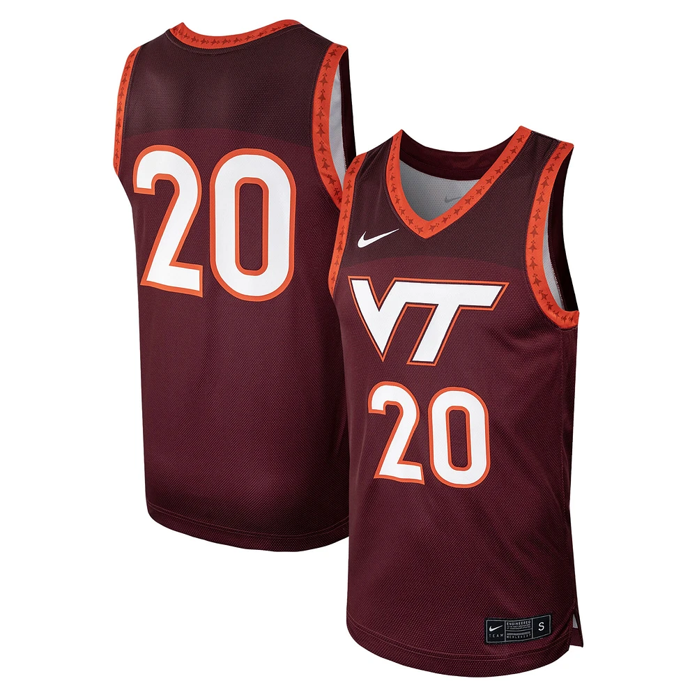 Maillot de basket-ball réplique Nike #20 Maroon Virginia Tech Hokies pour homme