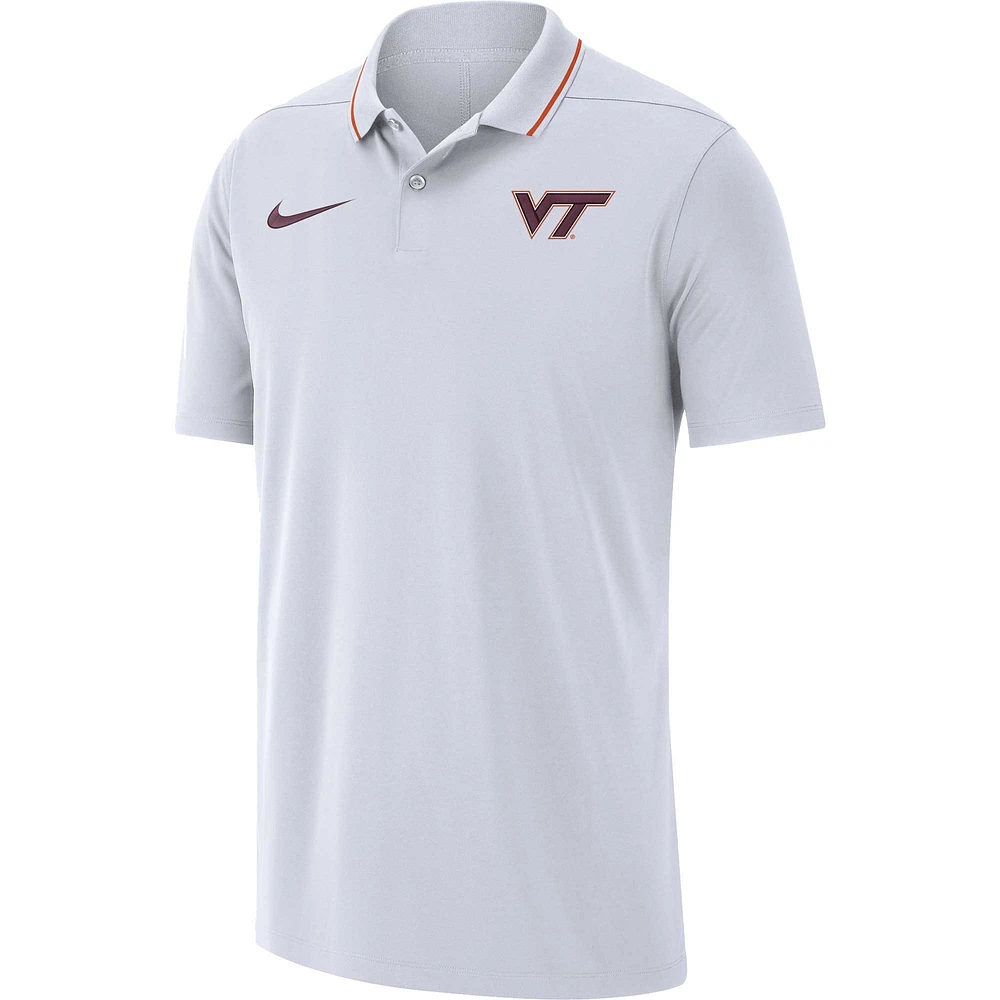 Polo Nike Virginia Tech Hokies Coaches Performance pour homme - Blanc