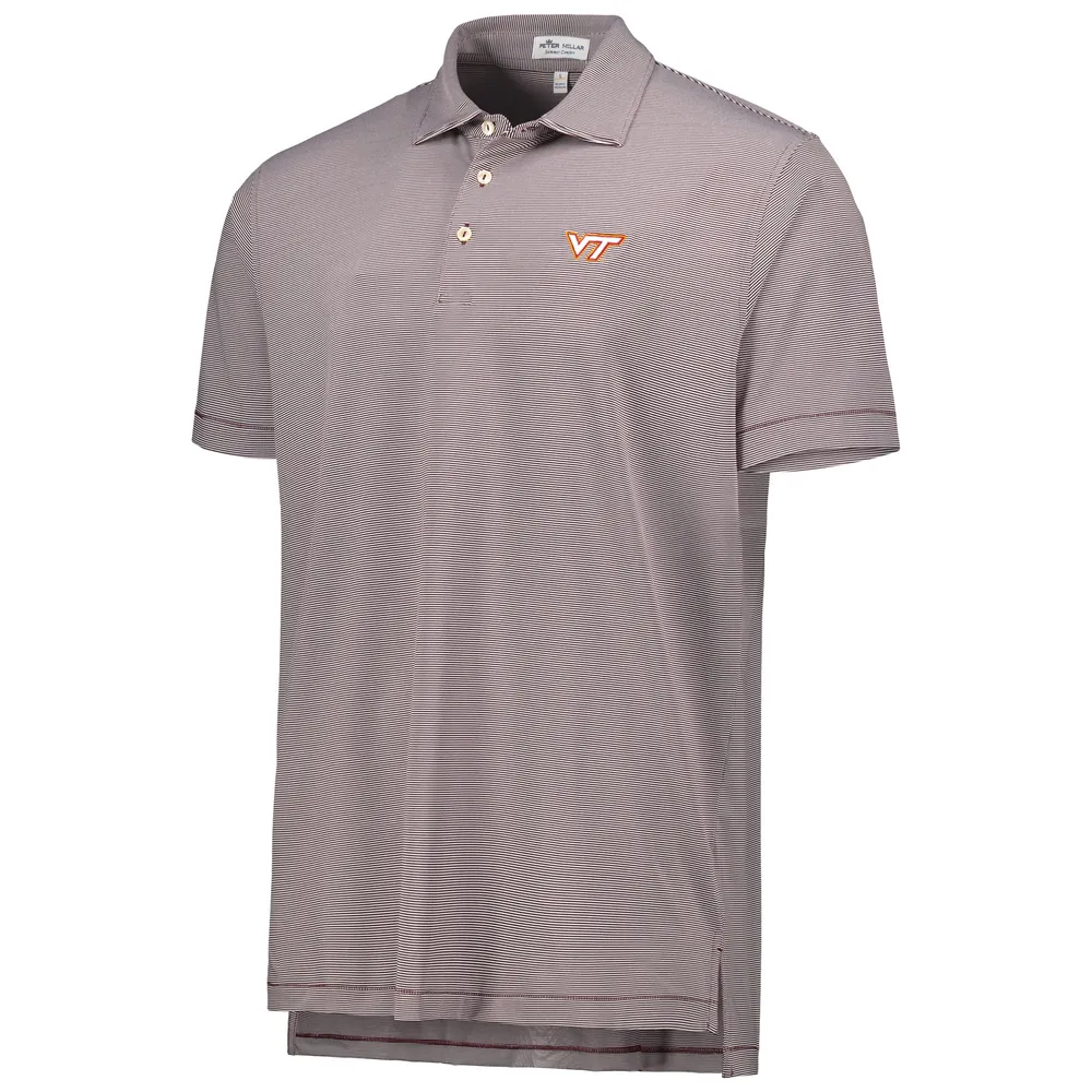 Men's Peter Millar Maroon Virginia Tech Hokies Jubilee Stripe Performance Polo