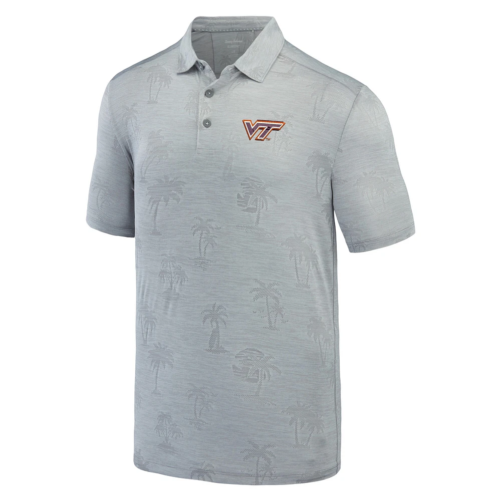 Polo Tommy Bahama gris Virginia Tech Hokies Sport Palm Coast Palmera IslandZone pour hommes