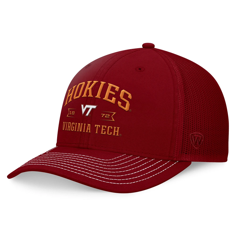 Casquette réglable Top of the World marron Virginia Tech Hokies Carson Trucker pour hommes