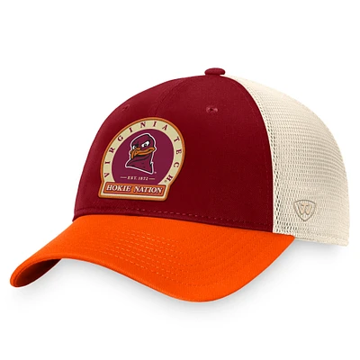 Casquette réglable Top of the World marron Virginia Tech Hokies Refined Trucker pour hommes