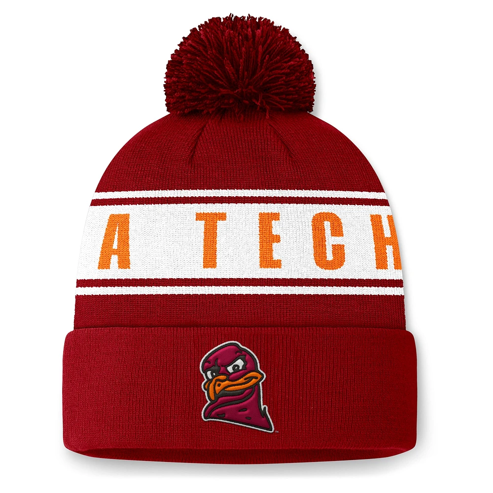 Men's Top of the World Maroon Virginia Tech Hokies Slash Cuffed Knit Hat with Pom