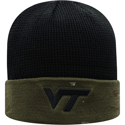 Top of the World Olive/Noir Virginia Tech Hokies OHT Military Appreciation Skully Cuffed Knit Hat pour hommes