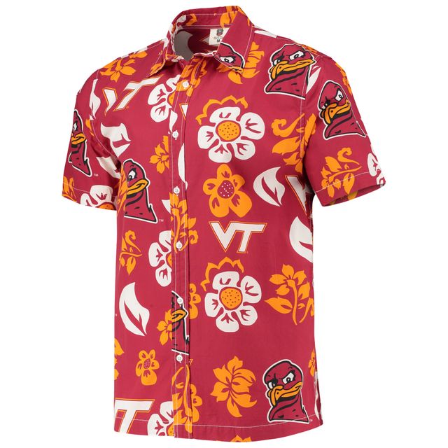 Chemise boutonnée à fleurs Virginia Tech Hokies Wes & Willy marron pour homme