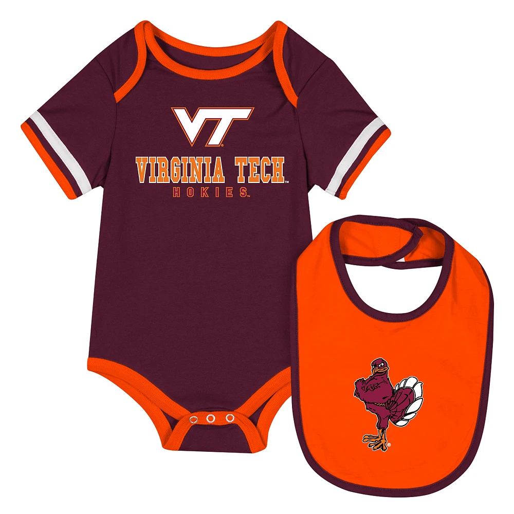 Ensemble body et bavoir pour nouveau-né bébé Colosseum Maroon Virginia Tech Hokies