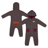 Newborn & Infant Colosseum Charcoal Virginia Tech Hokies Zando-Zan Waffle Full-Snap Hooded Romper