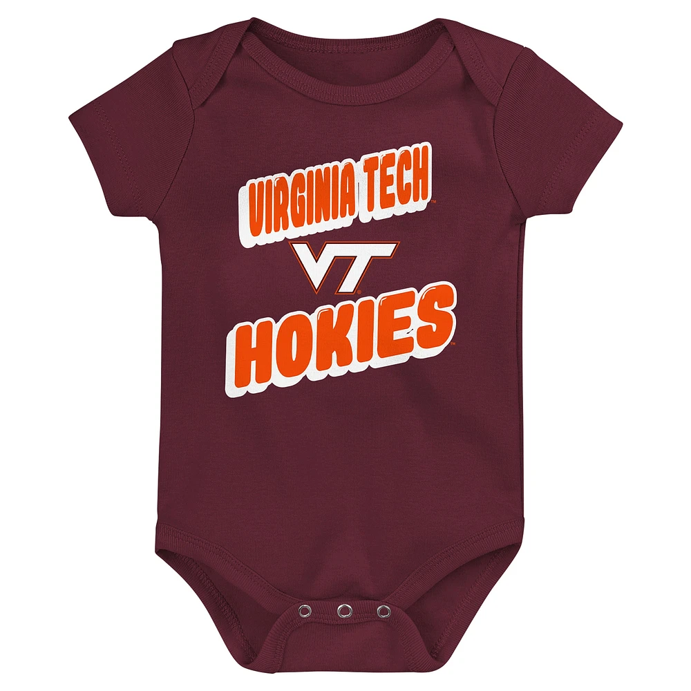 Lot de 3 bodies pour nouveau-né Virginia Tech Hokies Sunday Comics marron