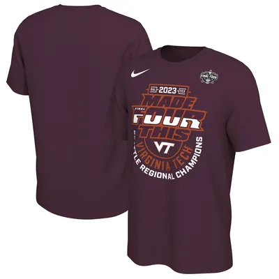 Nike Maroon Virginia Tech Hokies 2023 NCAA Women's Basketball Tournament March Madness Final Four Regional Champions Locker Room T-Shirt