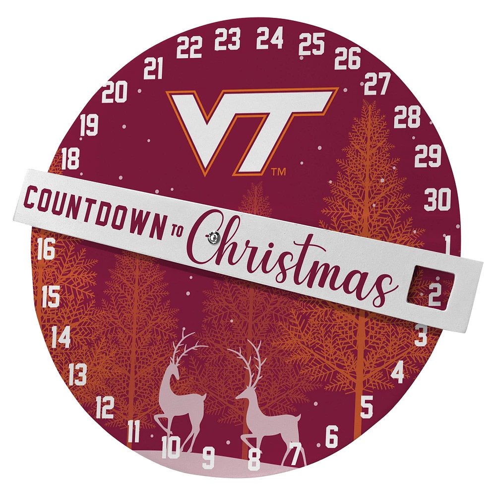 Pegasus Virginia Tech Hokies Compte à rebours jusqu'au panneau mural de Noël