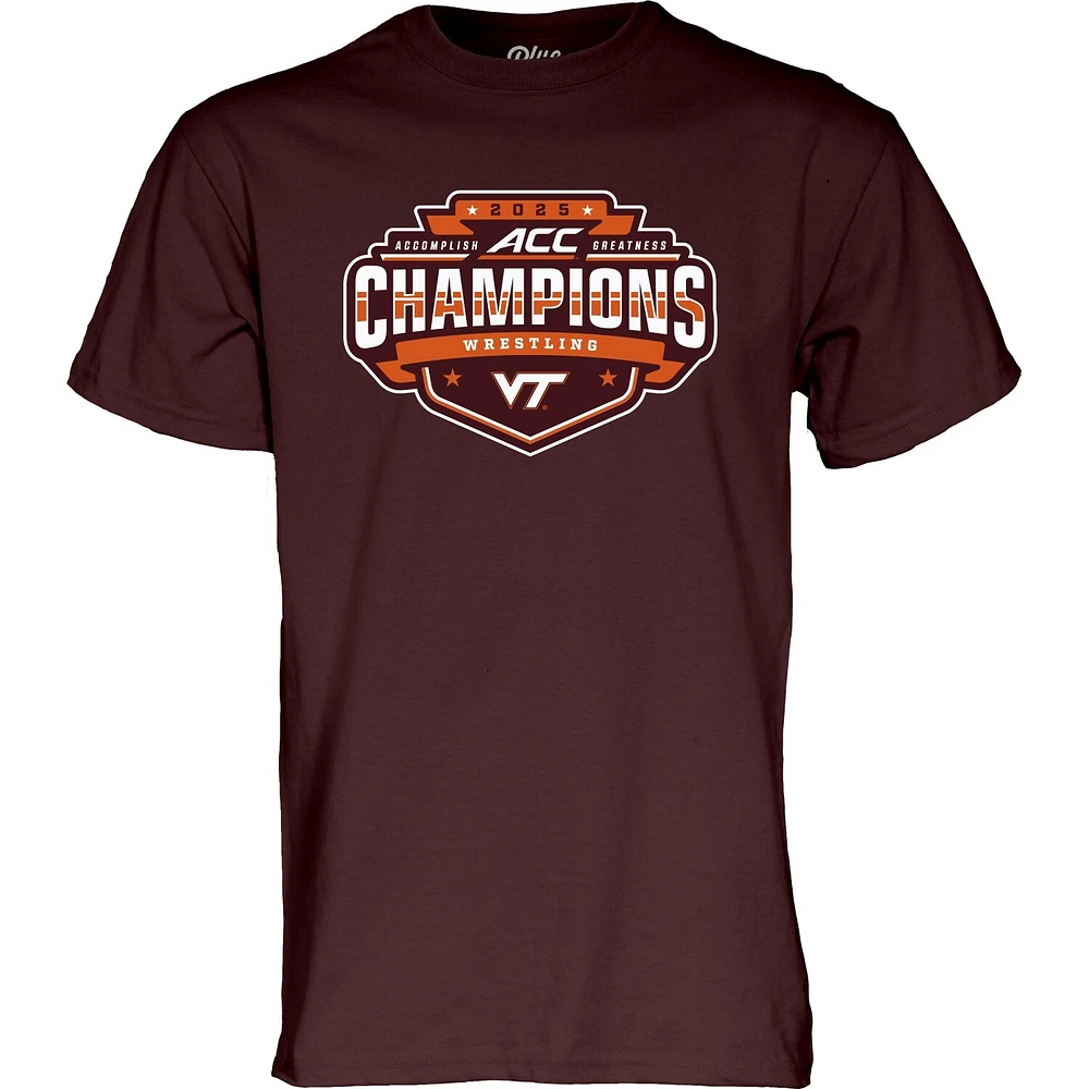 Unisex Blue 84 Maroon Virginia Tech Hokies 2025 ACC Wrestling Conference Tournament Champions T-Shirt