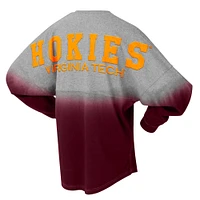 T-shirt unisexe Spirit Jersey marron/gris Virginia Tech Hokies Ombre à manches longues