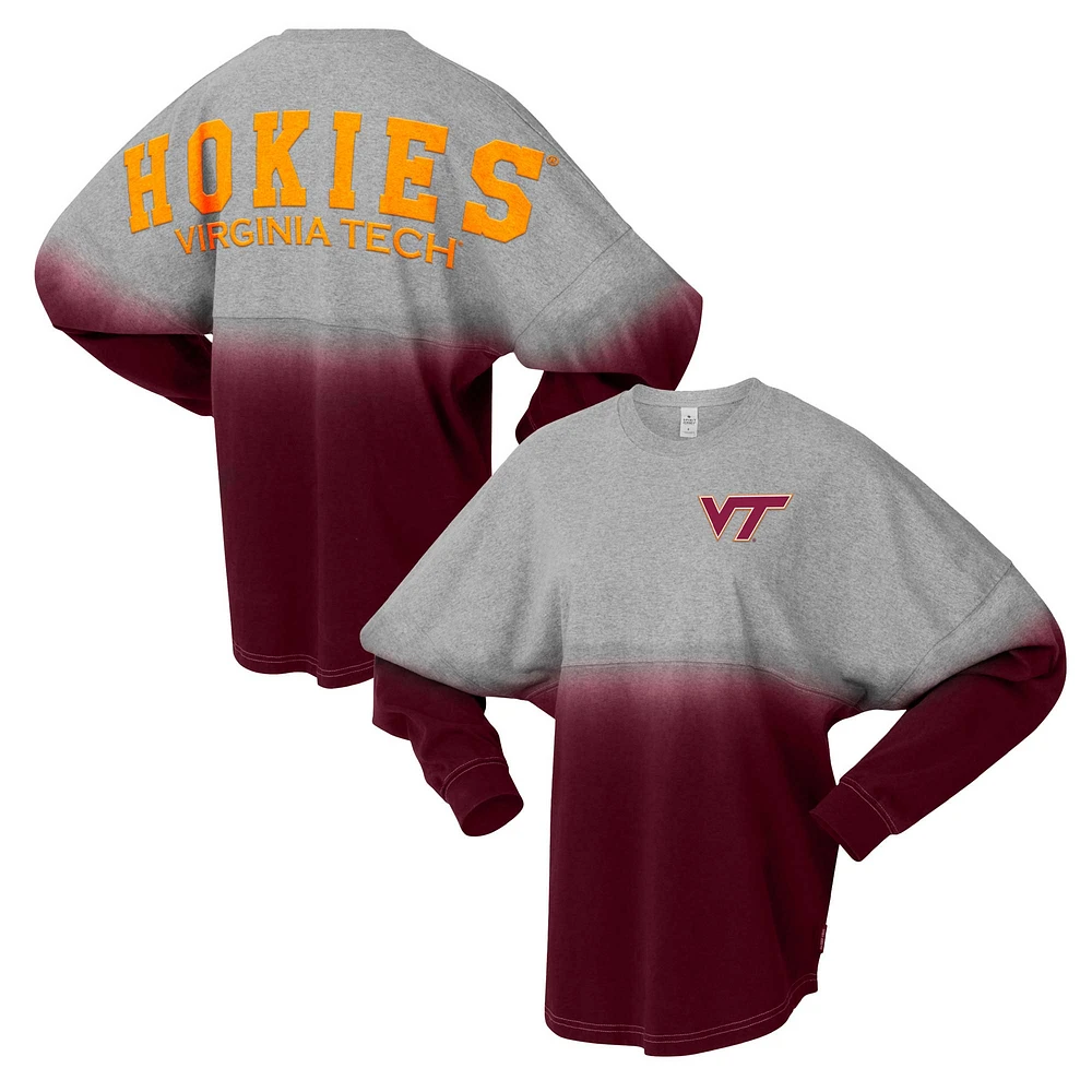 T-shirt unisexe Spirit Jersey marron/gris Virginia Tech Hokies Ombre à manches longues