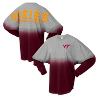 Unisex Spirit Jersey Maroon/Gray Virginia Tech Hokies Ombre Long Sleeve T-Shirt