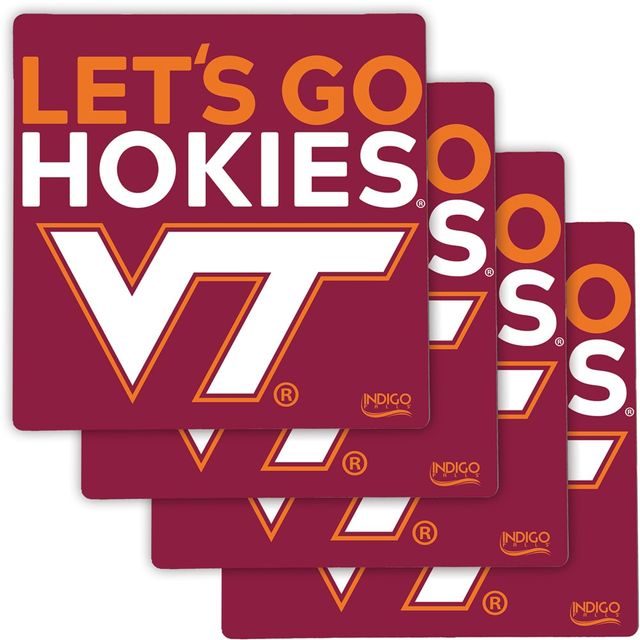 Ensemble de quatre sous-verres spécialisés Hokies de Virginia Tech