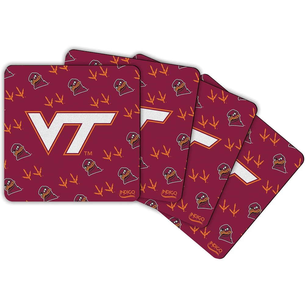 Ensemble de quatre sous-verres à répétition carrée Hokies de Virginia Tech