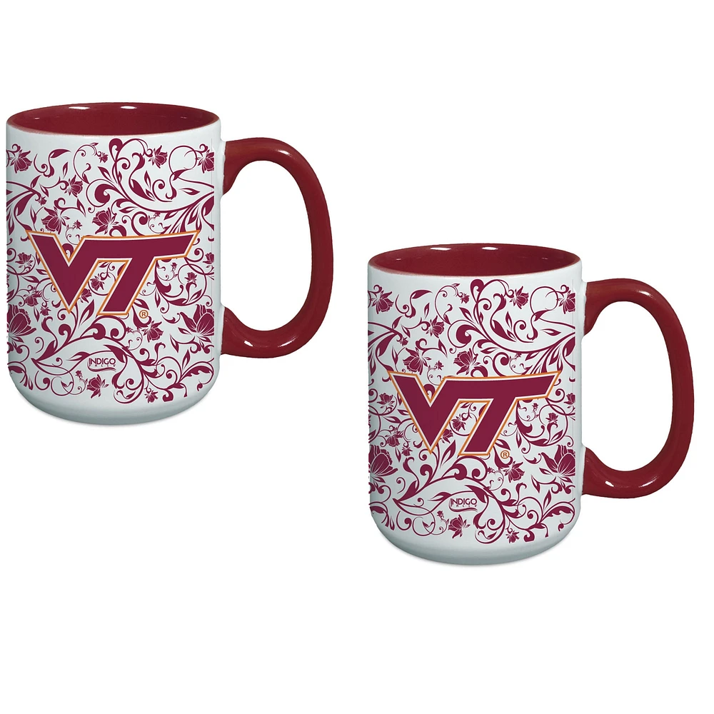 Ensemble de deux tasses à fleurs Virginia Tech Hokies