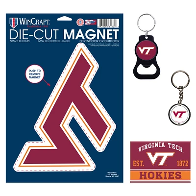 Lot de 4 porte-clés et aimants WinCraft Virginia Tech Hokies