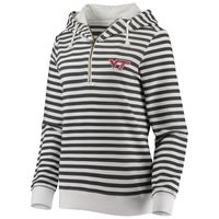 Women's Charcoal/White Virginia Tech Hokies Candy Stripe Tri-Blend Quarter-Zip Hoodie