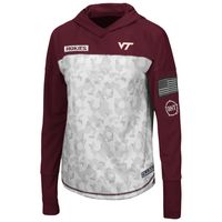 Women's Colosseum Gray/Maroon Virginia Tech Hokies OHT Military Appreciation Mission Arctic Camo Hoodie Long Sleeve T-Shirt