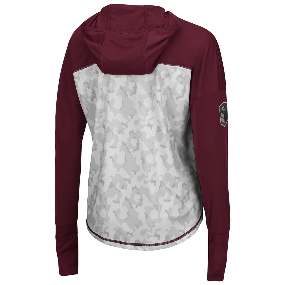 Women's Colosseum Gray/Maroon Virginia Tech Hokies OHT Military Appreciation Mission Arctic Camo Hoodie Long Sleeve T-Shirt