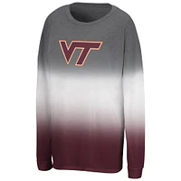 Women's Colosseum Gray Virginia Tech Hokies Winkle Dip Dye Long Sleeve T-Shirt