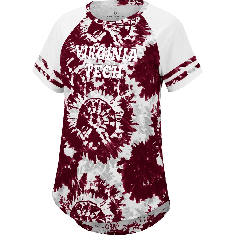 Women's Colosseum Maroon/White Virginia Tech Hokies Annie Oversized Tie-Dye Raglan T-Shirt