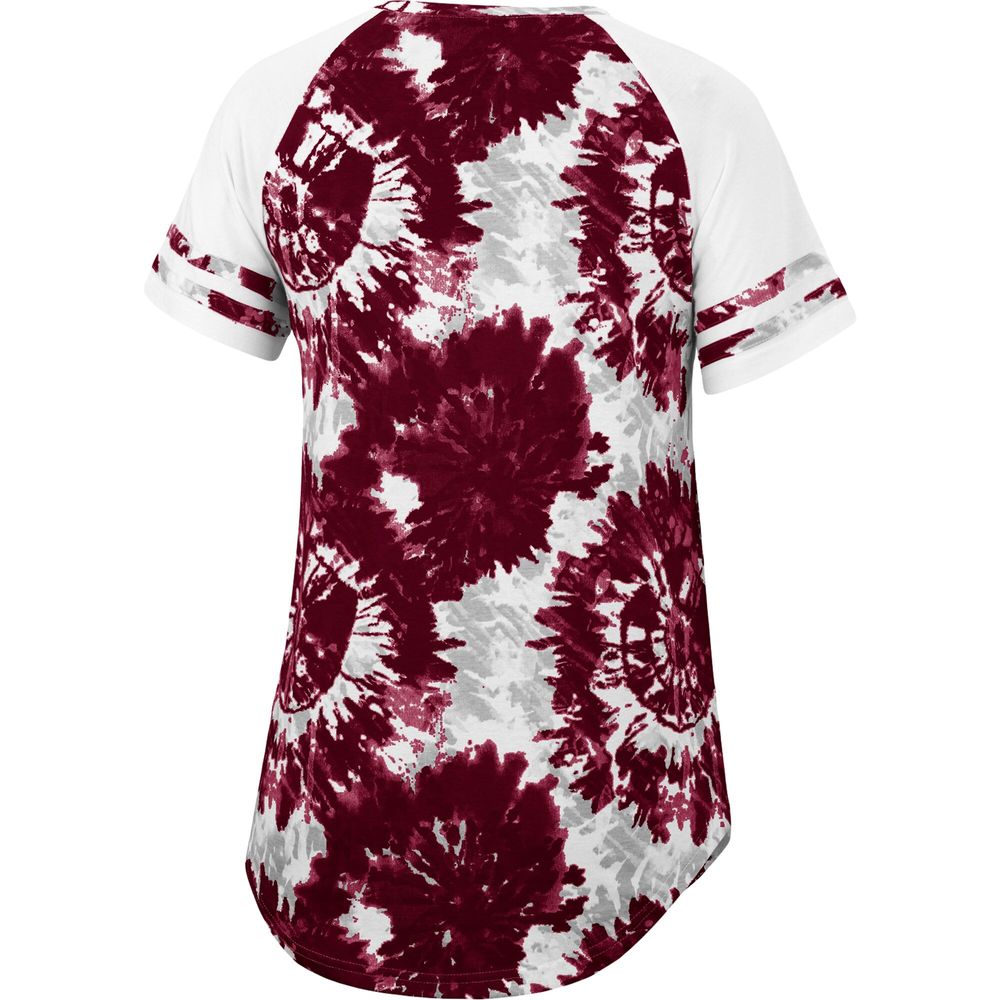 Women's Colosseum Maroon/White Virginia Tech Hokies Annie Oversized Tie-Dye Raglan T-Shirt