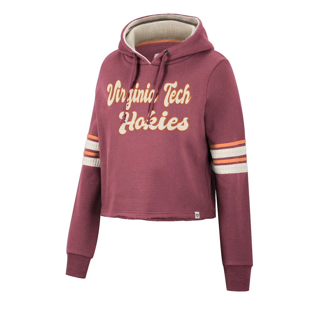 Women's Colosseum Maroon Virginia Tech Hokies Retro Cropped Pullover Hoodie