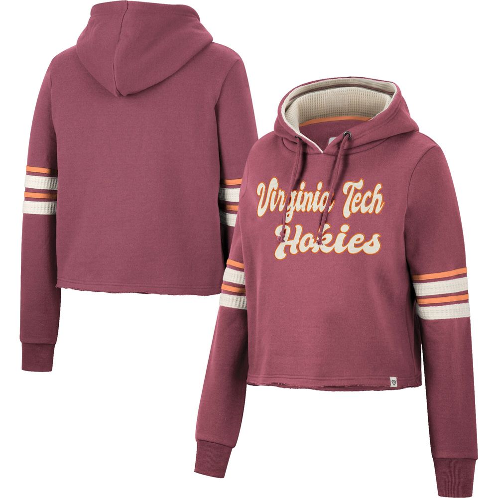 Women's Colosseum Maroon Virginia Tech Hokies Retro Cropped Pullover Hoodie