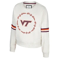 Women's Colosseum Natural Virginia Tech Hokies Novelist Speckle Fleece Pullover Sweatshirt