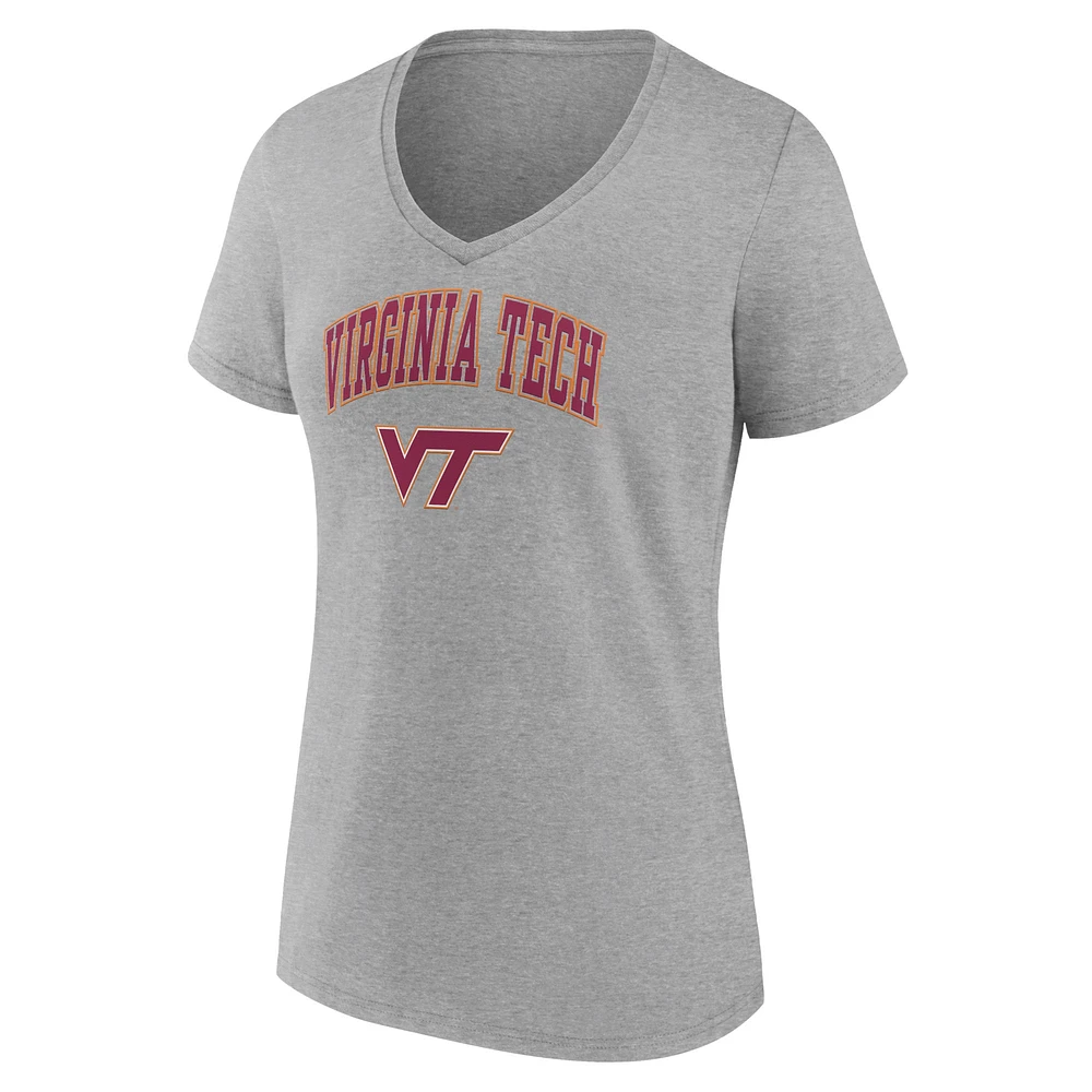 Women's Fanatics Heather Gray Virginia Tech Hokies Campus V-Neck T-Shirt