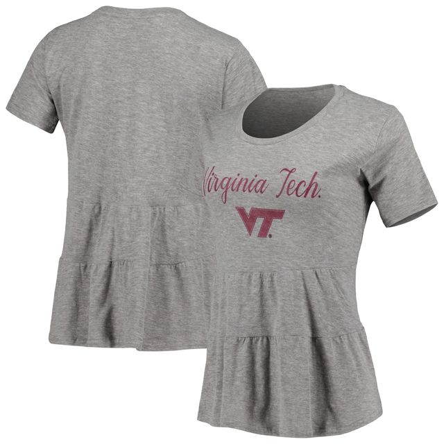 T-shirt gris à volants Virginia Tech Hokies Willow pour femmes