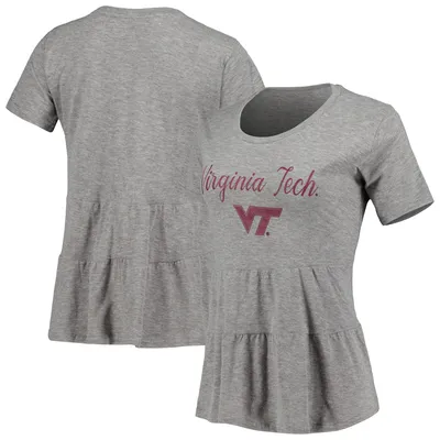 Virginia Tech Hokies Women's Willow Ruffle-Bottom T-Shirt - Gray