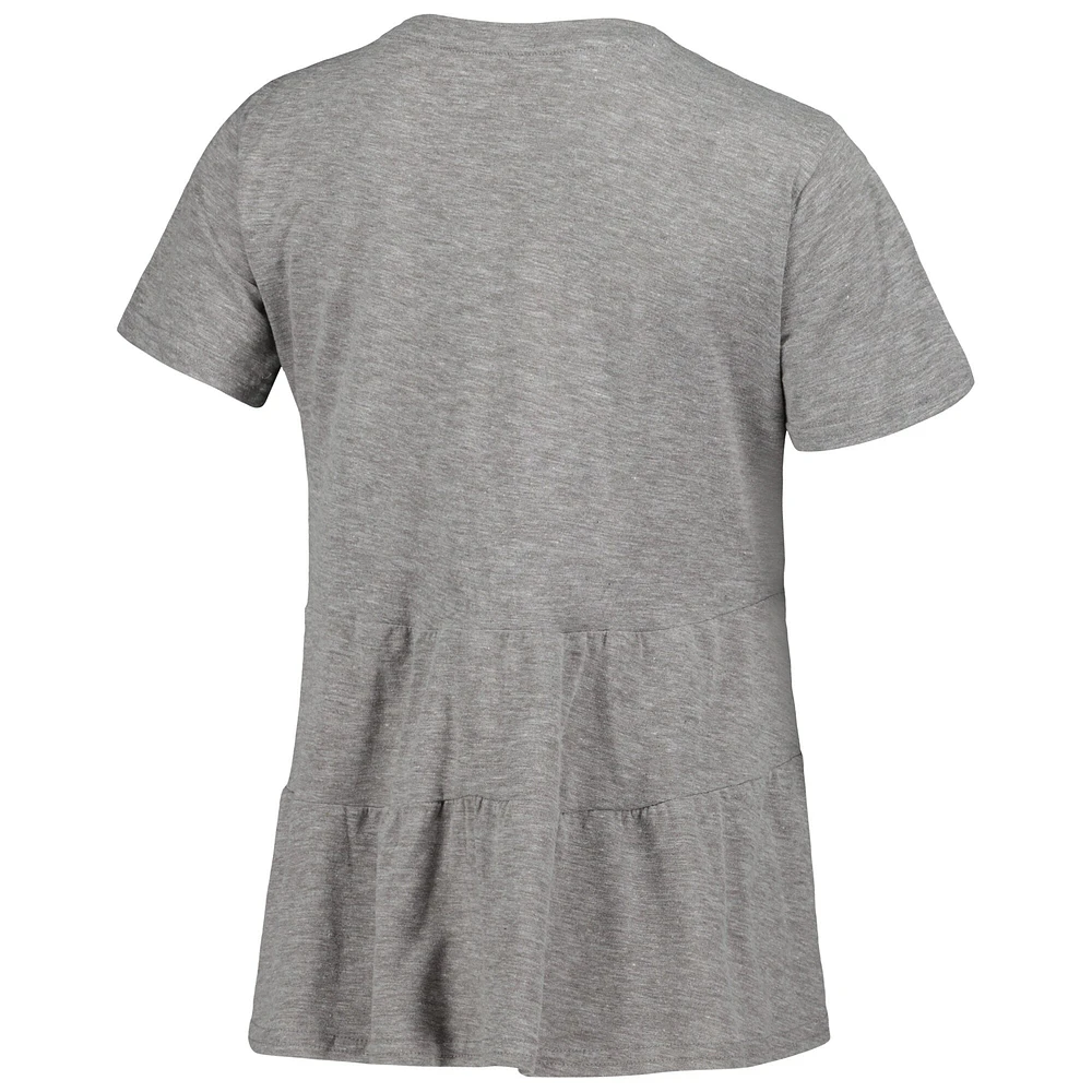 Women's Gray Virginia Tech Hokies Willow Ruffle-Bottom T-Shirt