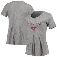 Women's Gray Virginia Tech Hokies Willow Ruffle-Bottom T-Shirt