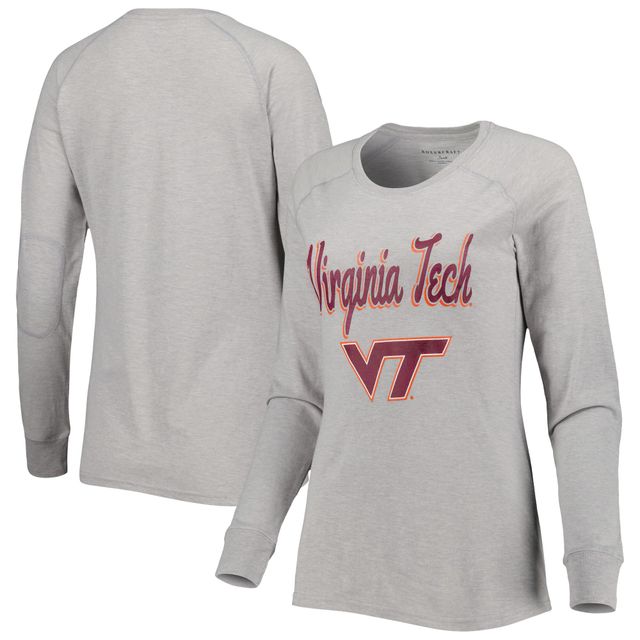 T-shirt à manches longues raglan flammé Virginia Tech Hokies Payton pour femme, gris chiné