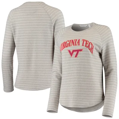 Virginia Tech Hokies Women's Seaside Striped French Terry Raglan Pullover Sweatshirt - Heathered Gray