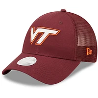 Women's New Era Maroon Virginia Tech Hokies 9FORTY Logo Spark Trucker Snapback Hat