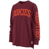 Women's Pressbox Heathered Maroon Virginia Tech Hokies Two-Hit Canyon Long Sleeve T-Shirt