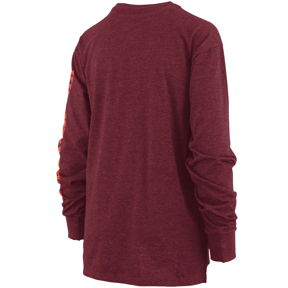 Women's Pressbox Heathered Maroon Virginia Tech Hokies Two-Hit Canyon Long Sleeve T-Shirt