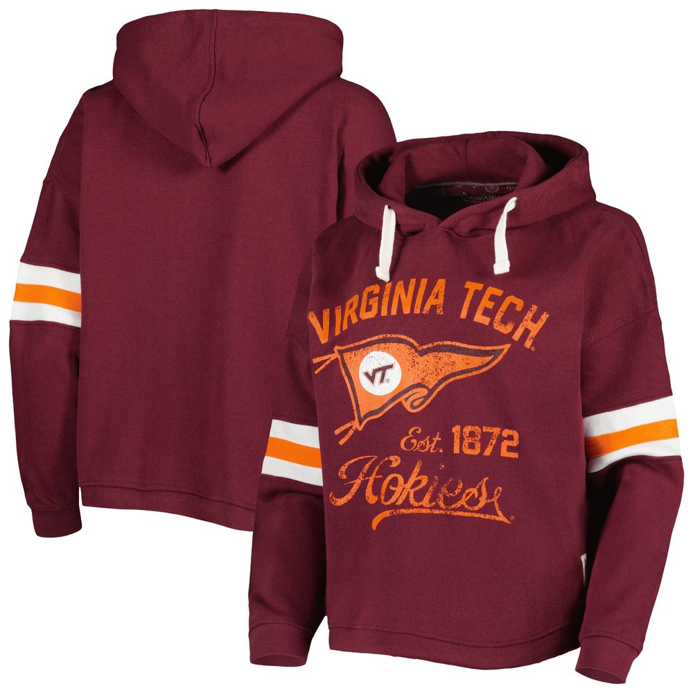 Women's Pressbox Maroon Virginia Tech Hokies Super Pennant Pullover Hoodie