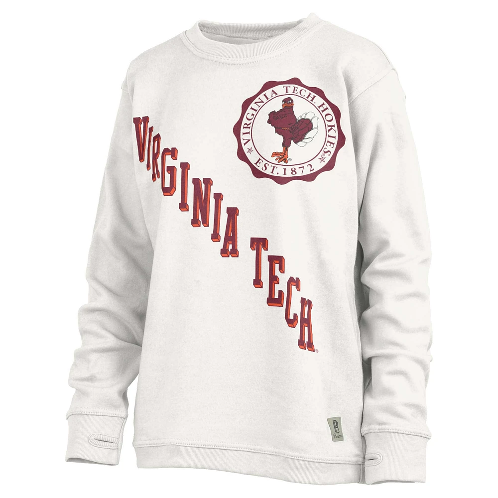 Sweat-shirt blanc Pressbox pour femmes Virginia Tech Hokies Shoreline Sundown