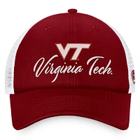 Casquette réglable Top of the World marron/blanc Virginia Tech Hokies Charm Trucker pour femmes