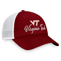 Casquette réglable Top of the World marron/blanc Virginia Tech Hokies Charm Trucker pour femmes